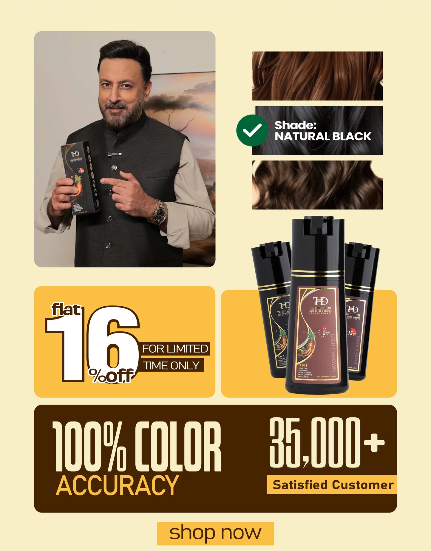 Olive & Ginseng 5 In 1 Hair Color Shampoo