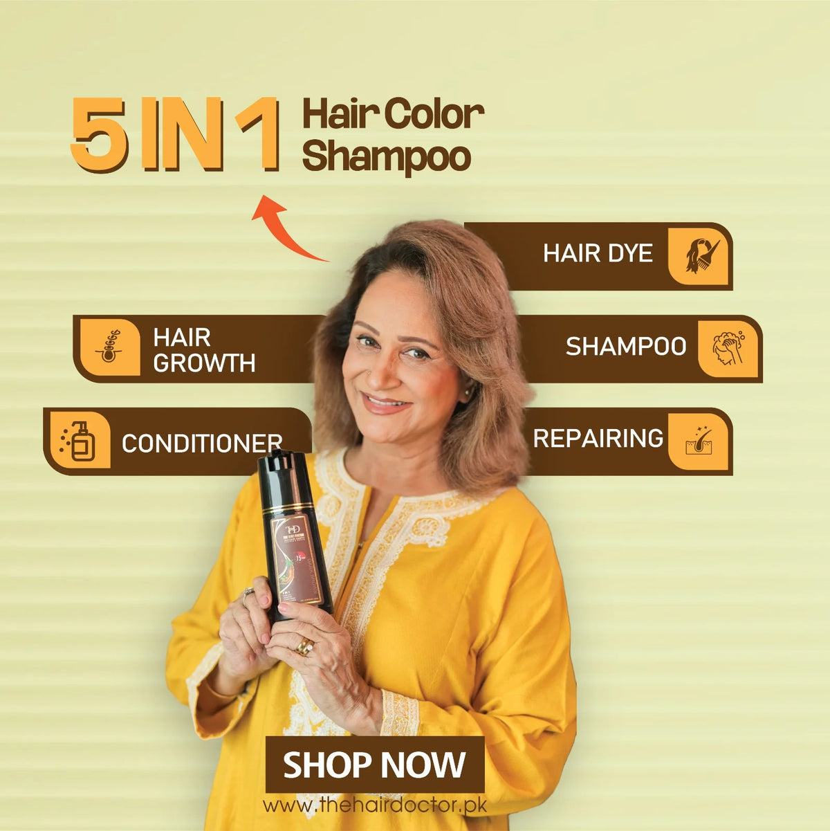 Olive & Ginseng 5 In 1 Hair Color Shampoo