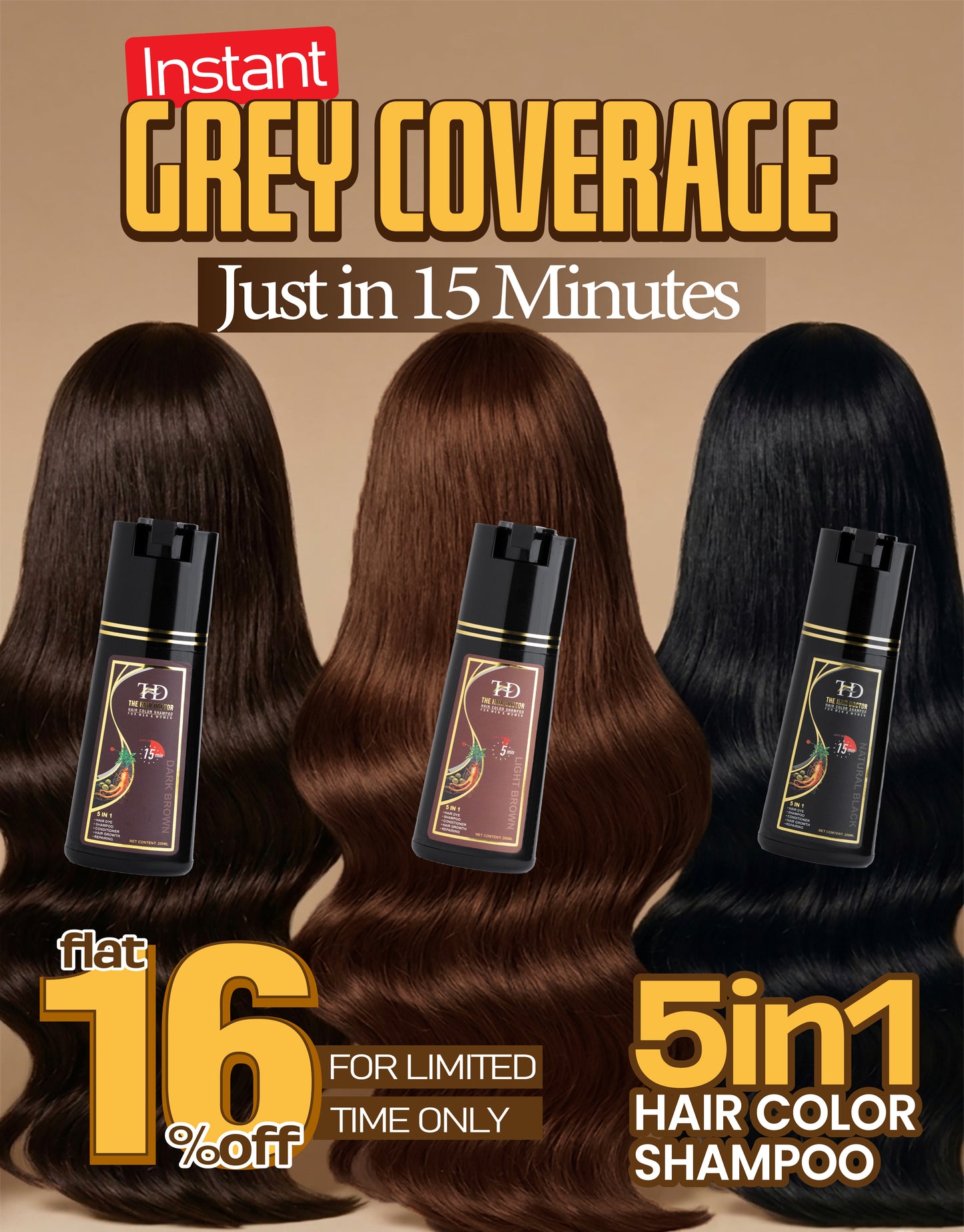 Olive & Ginseng 5 In 1 Hair Color Shampoo