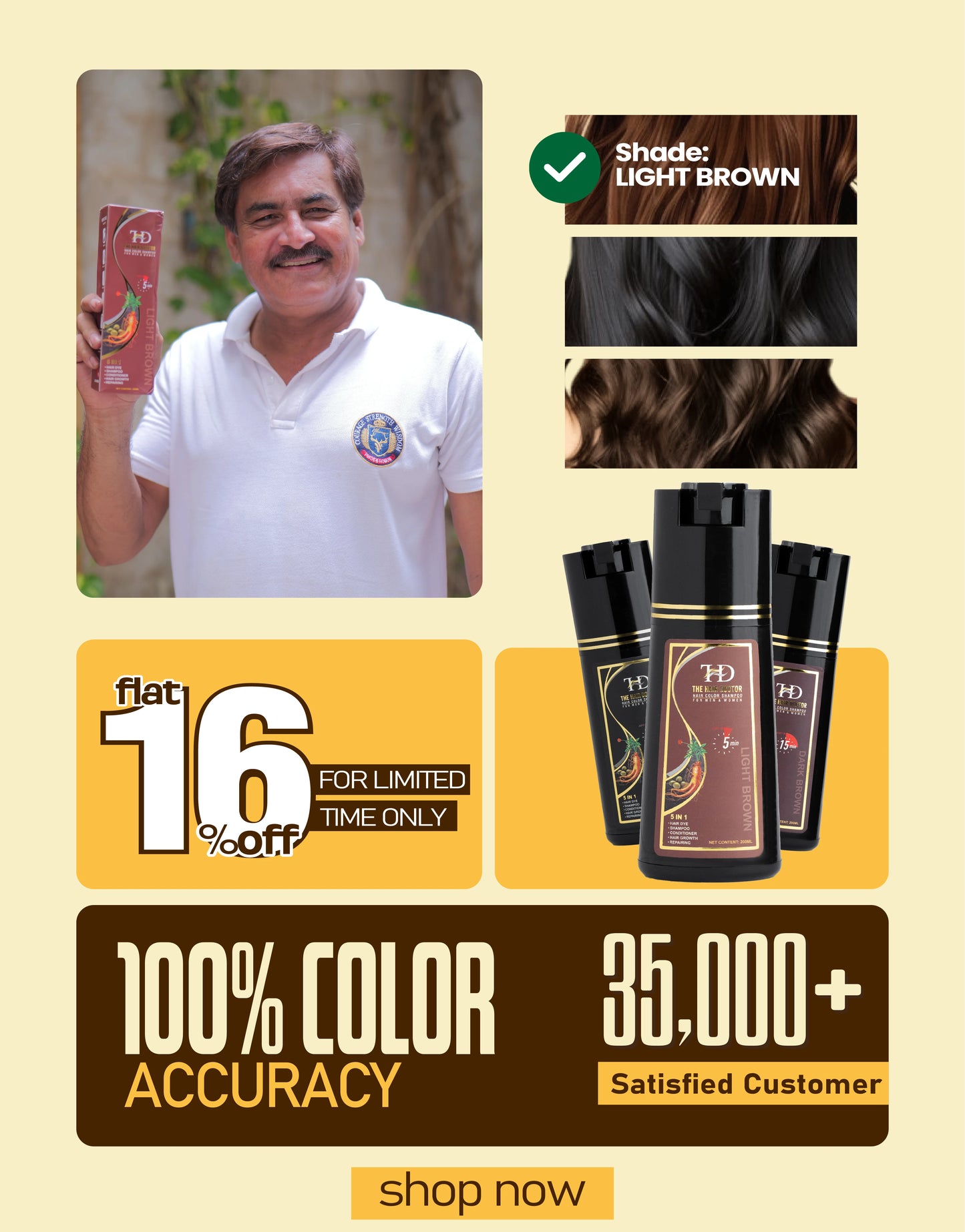 Olive & Ginseng 5 In 1 Hair Color Shampoo