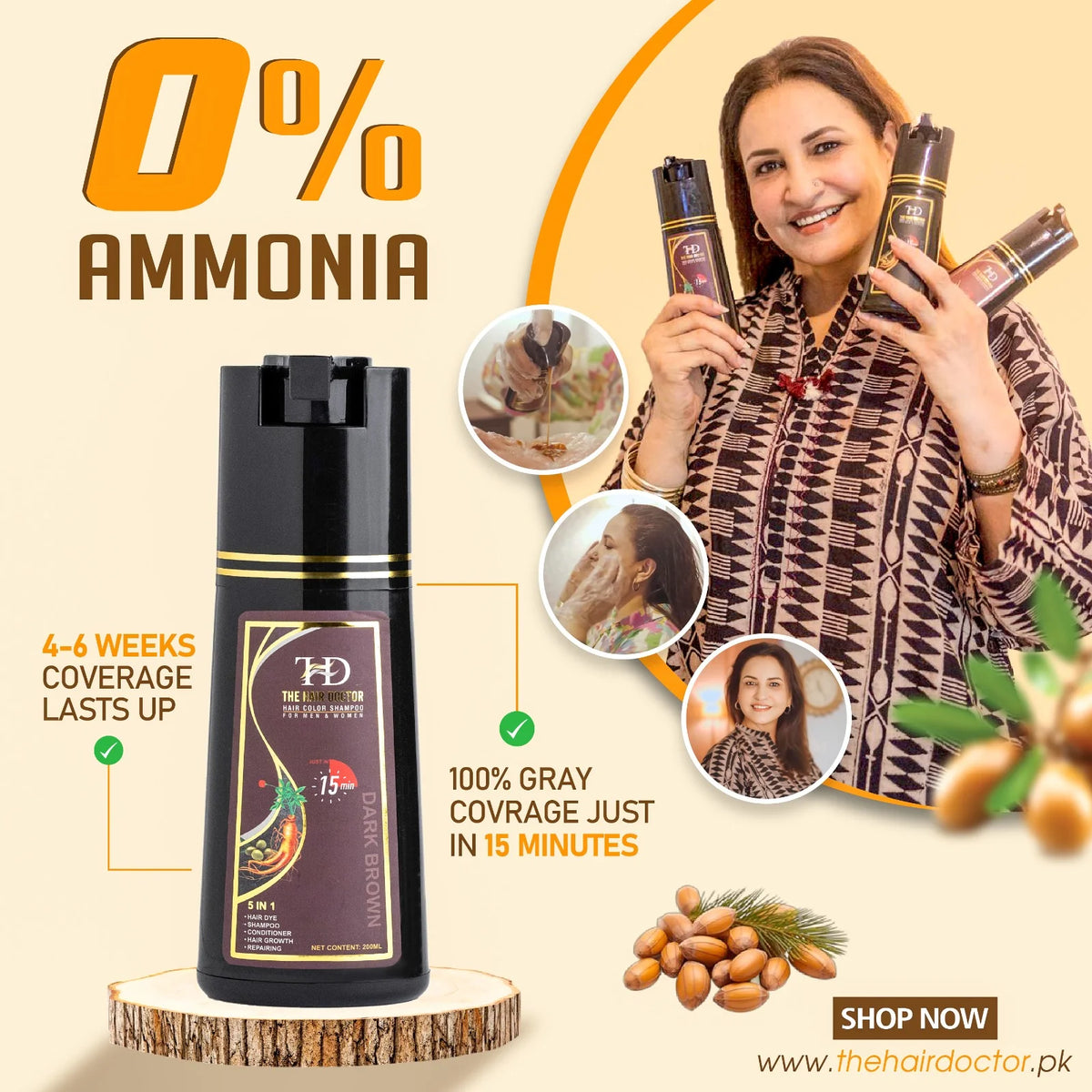 Olive & Ginseng 5 In 1 Hair Color Shampoo